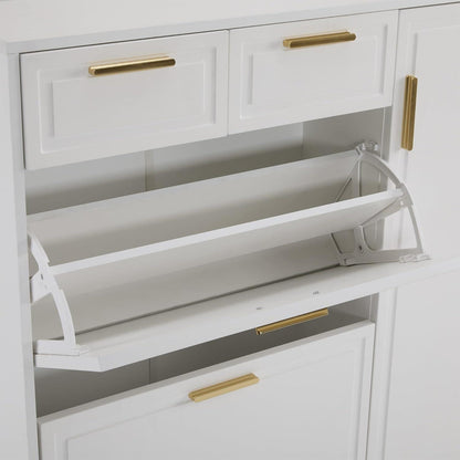 Moderner Schuhschrank mit Kippfächern & Schubladen (120x24x107)