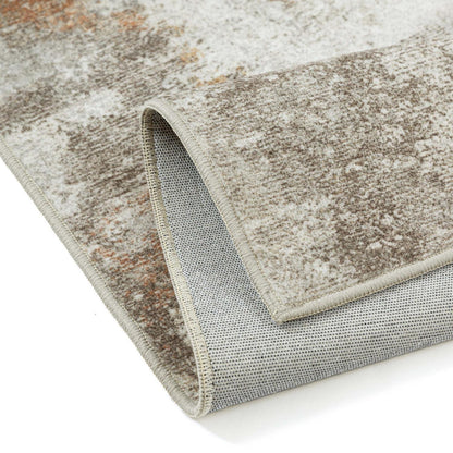 Abstraktes Wohnzimmer Teppich 240x300 cm – Vintage Orange-Grau