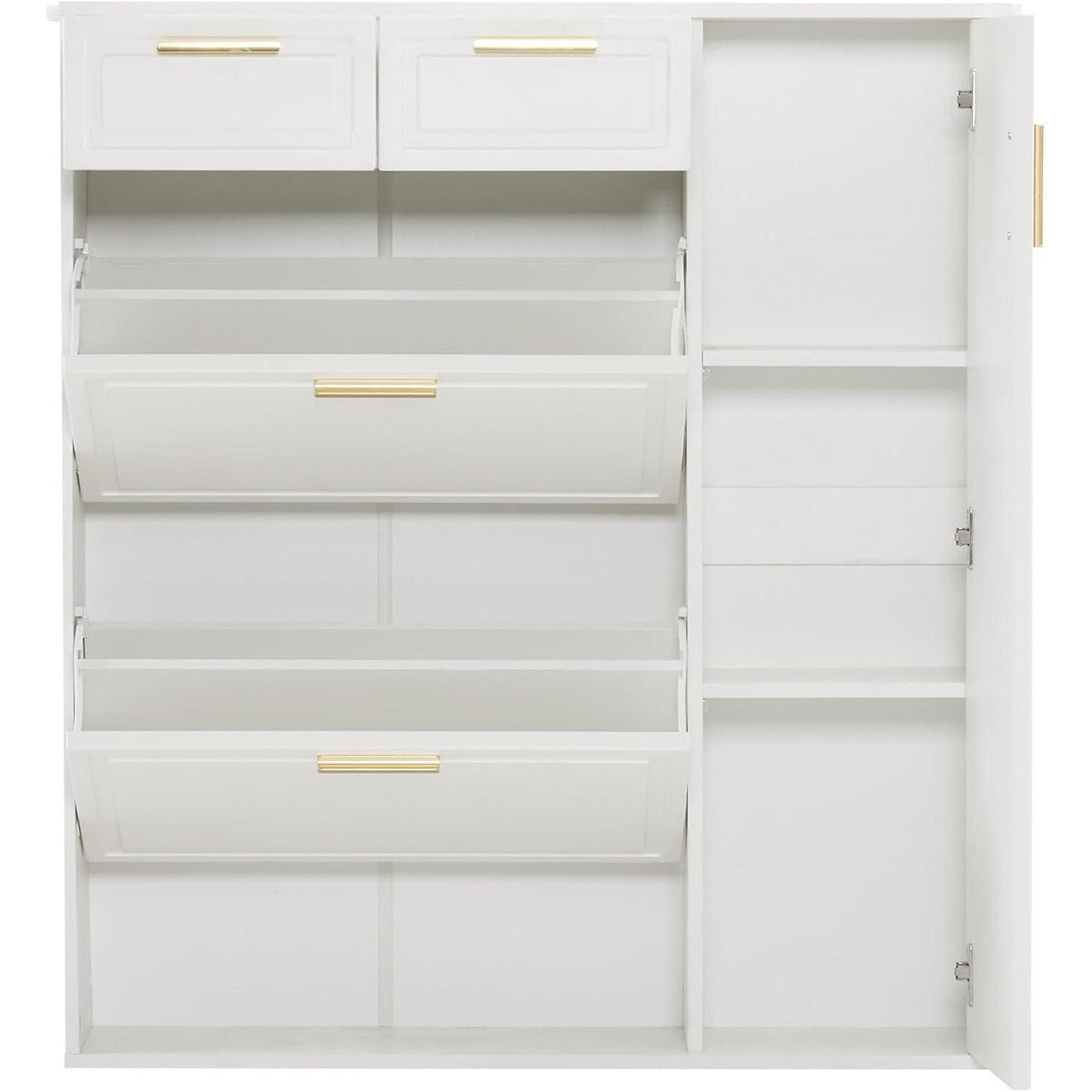 Schuhschrank mit Kippfächern & Schubladen – Weiß