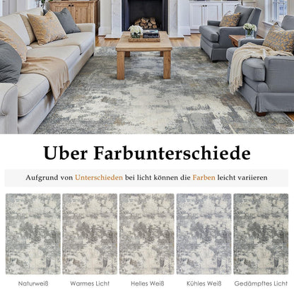 Abstraktes Wohnzimmer Teppich Blau-Grau 150x210cm Rutschfest Kurzflor