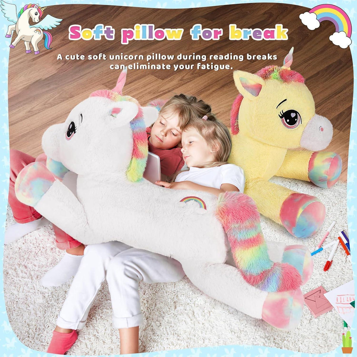 XXL Einhorn Kuscheltier 110cm - Weiches Plüschtier für Kinder