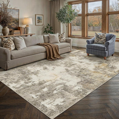Abstrakt Teppich Braun-Grau 200x300cm Rutschfest Kurzflor