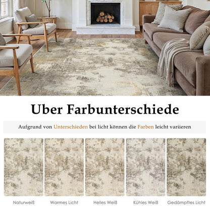 Abstrakt Teppich Braun-Grau 200x300cm Rutschfest Kurzflor