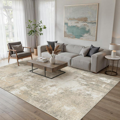 Beiger Wohnzimmerteppich 160x230cm – Rutschfest & Waschbar