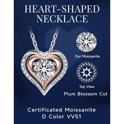 Halskette Herz 1 Karat Moissanit Silber 925 Rosegold Geschenk