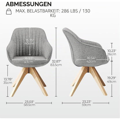 Drehbarer Esszimmerstuhl Set Grau Leinen – Komfortabler Polsterstuhl