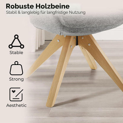 Drehbarer Esszimmerstuhl Set Grau Leinen – Komfortabler Polsterstuhl