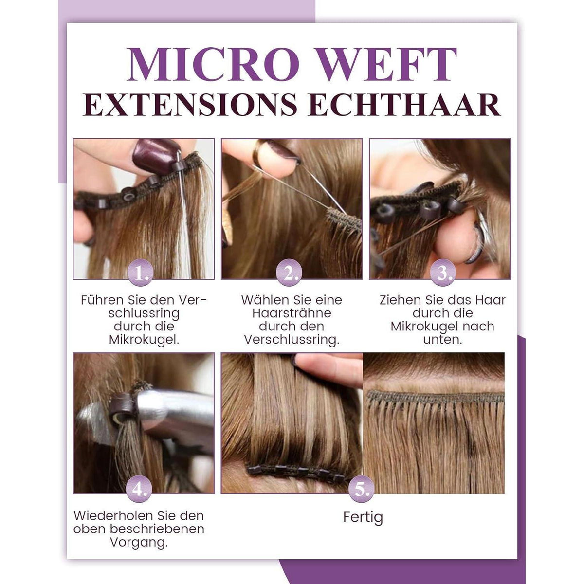 Blond Echthaar Micro Beads Extensions 55cm – 50g #60