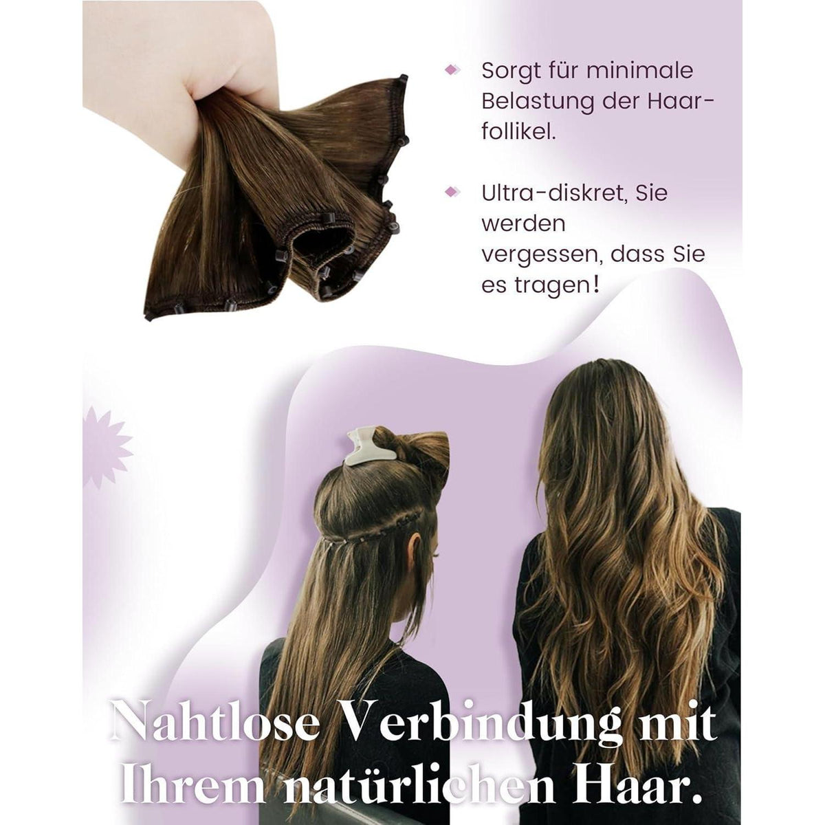 Echthaar Micro Weft Extensions Balayage Schwarz 50cm