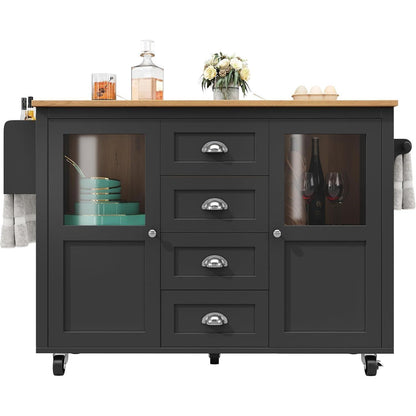 Bewegliche Kücheninsel mit Klapptisch & Stauraum (138x73x93cm)