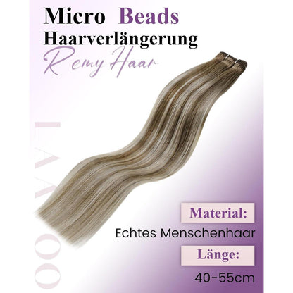 Echthaar Micro Weft Extensions Braun Blond 55cm