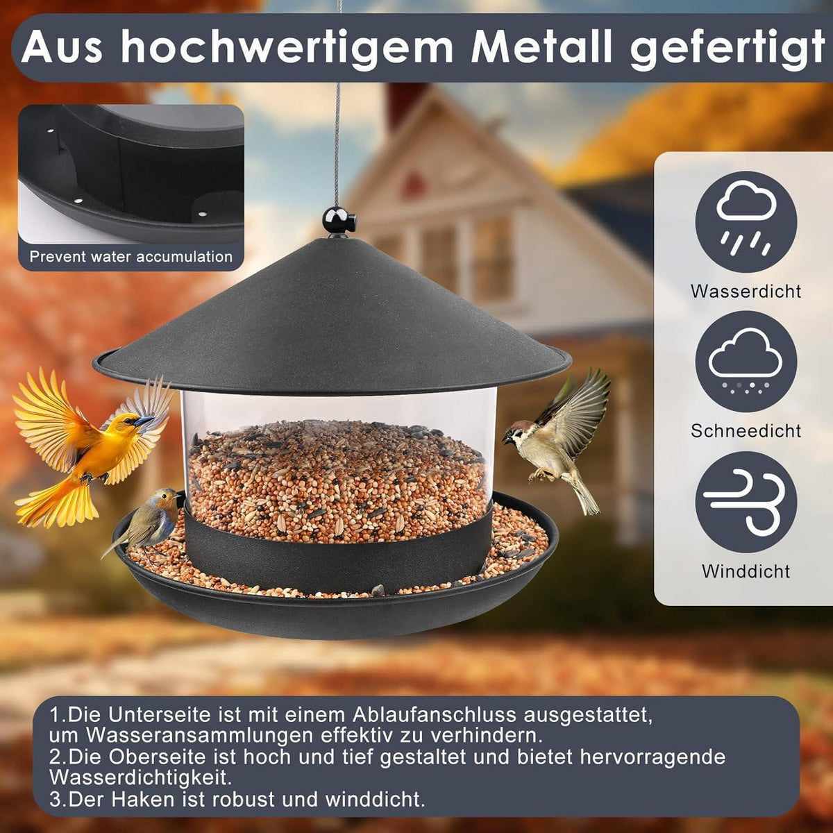 Metall-Vogelfutterstation – 360° Futterzugang & wetterfest