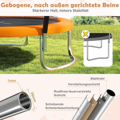 GYMAX Gartentrampolin 244cm mit Sicherheitsnetz & Leiter