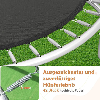 GYMAX Gartentrampolin 244cm mit Sicherheitsnetz & Leiter