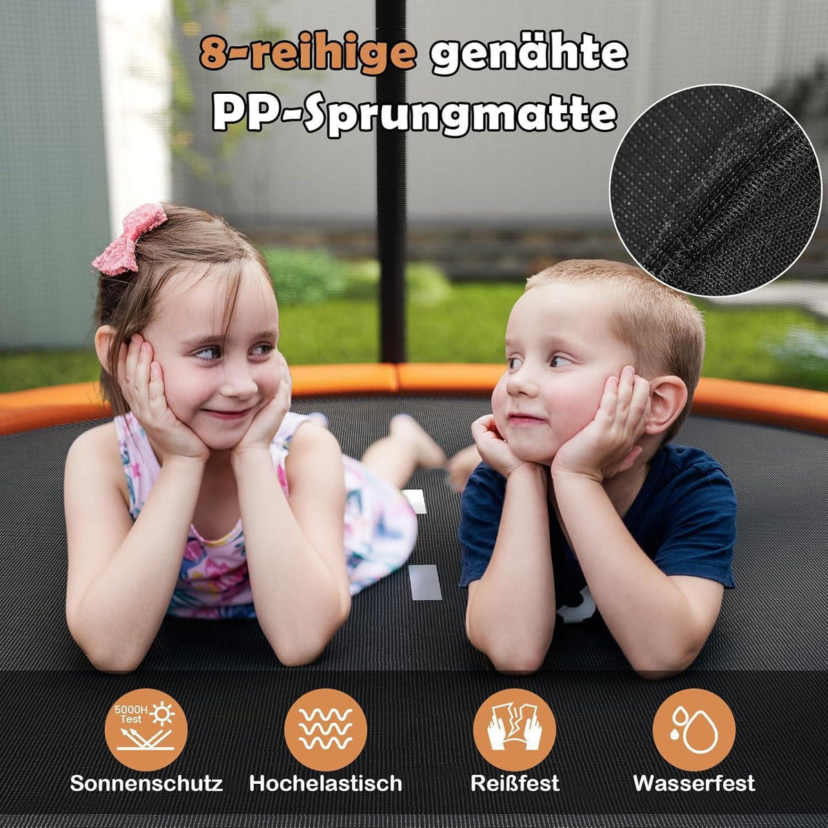 GYMAX Gartentrampolin 244cm mit Sicherheitsnetz & Leiter