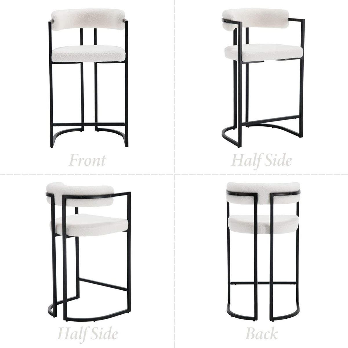 Barhocker Set 4er – Weißes Kunstfell mit Metallgestell