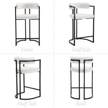 Barhocker Set 4er – Weißes Kunstfell mit Metallgestell