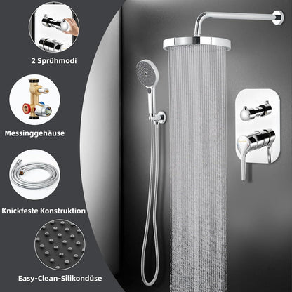 Unterputz Duschsystem 10 Zoll mit Regendusche & Handbrause