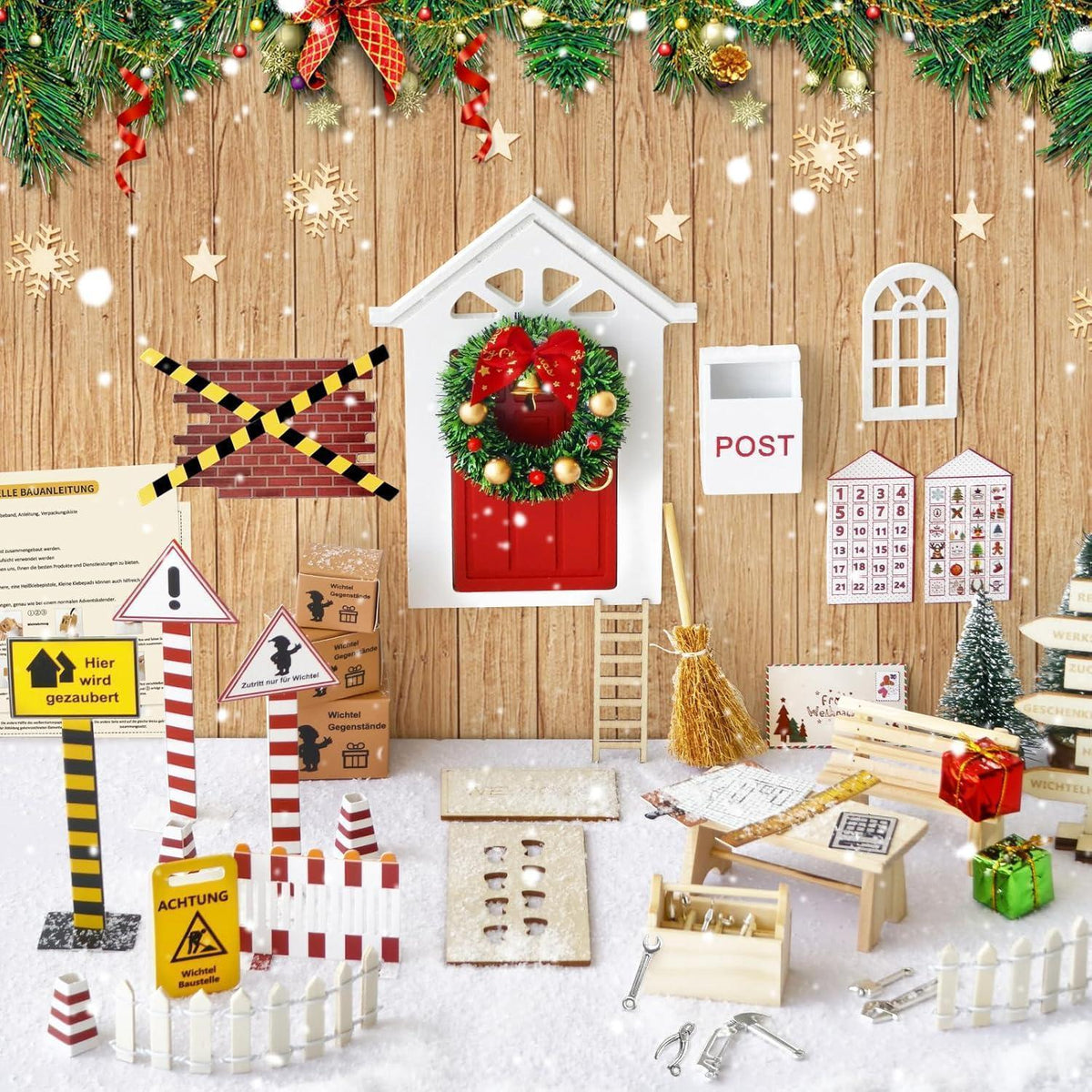 Weihnachts-Wichtel Zubehör Set – Komplettdeko für Wichteltüren