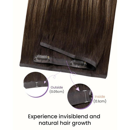 Echthaar Clip-in Extensions Balayage Braun Ombre