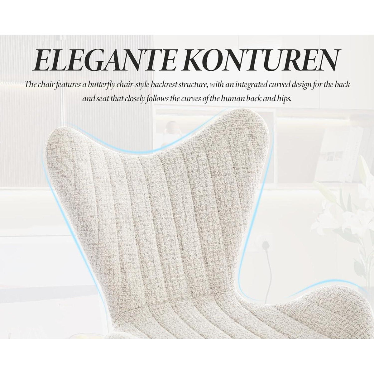 Esszimmerstühle 4er Set, Oatmeal Chenille Polsterstuhl