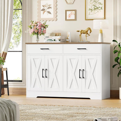Sideboard 120cm mit Arbeitsplatte – Küchenschrank Weiß & Braun