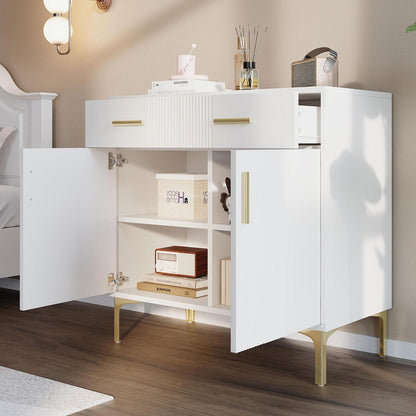 Schmale Kommode mit 2 Türen & 2 Schubladen – Weiß