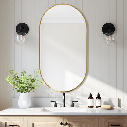 Ovaler Wandspiegel Gold 75x55cm – Moderner Schminkspiegel für Bad & Co.