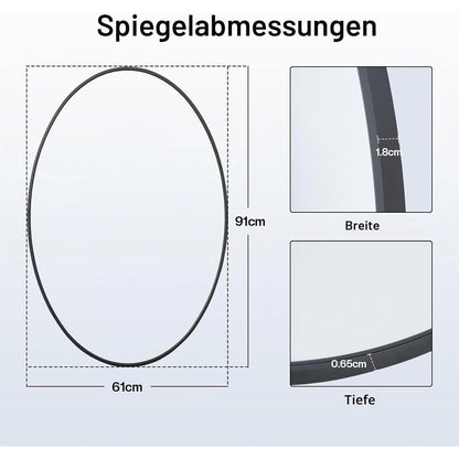 Oval Wandspiegel Schwarz 91x61cm – Moderner Badezimmer Spiegel
