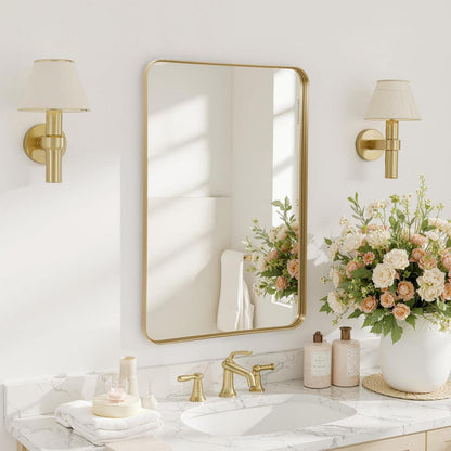 Goldener Wandspiegel 100x75cm – Modernes Design für Bad, Wohn- & Schlafzimmer