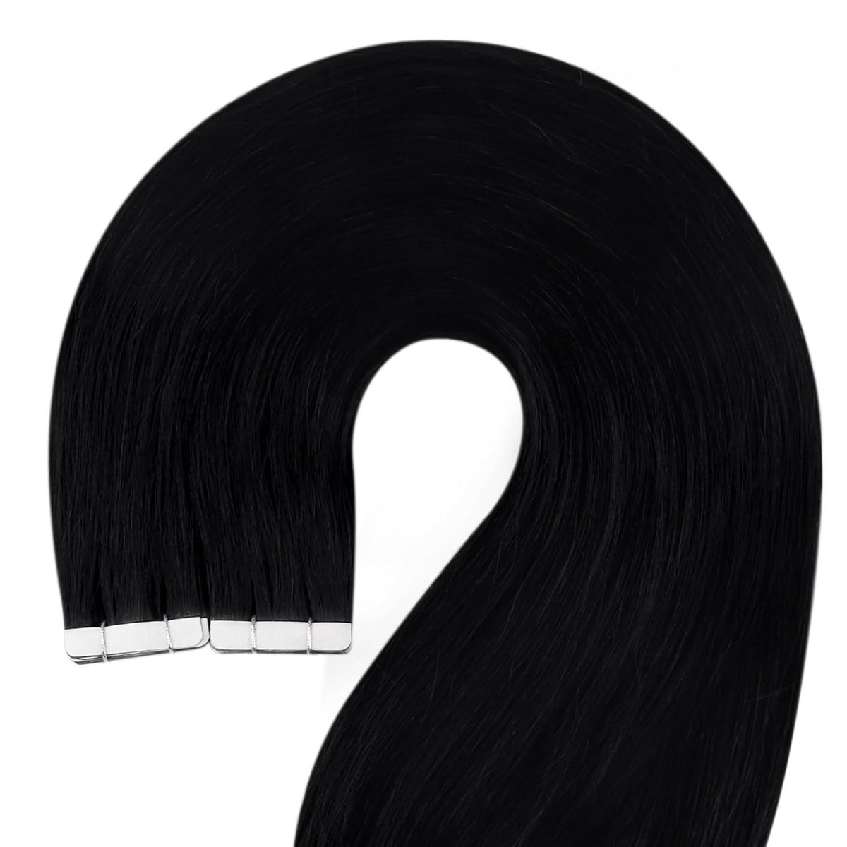 Echthaar Tape Extensions Schwarz - 40cm, 50g Remy