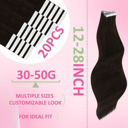 Echthaar Tape Extensions Braun 45cm - Remy Haarverlängerung