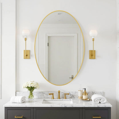 Oval Wandspiegel Gold 91x61cm – Moderner Badezimmer Spiegel