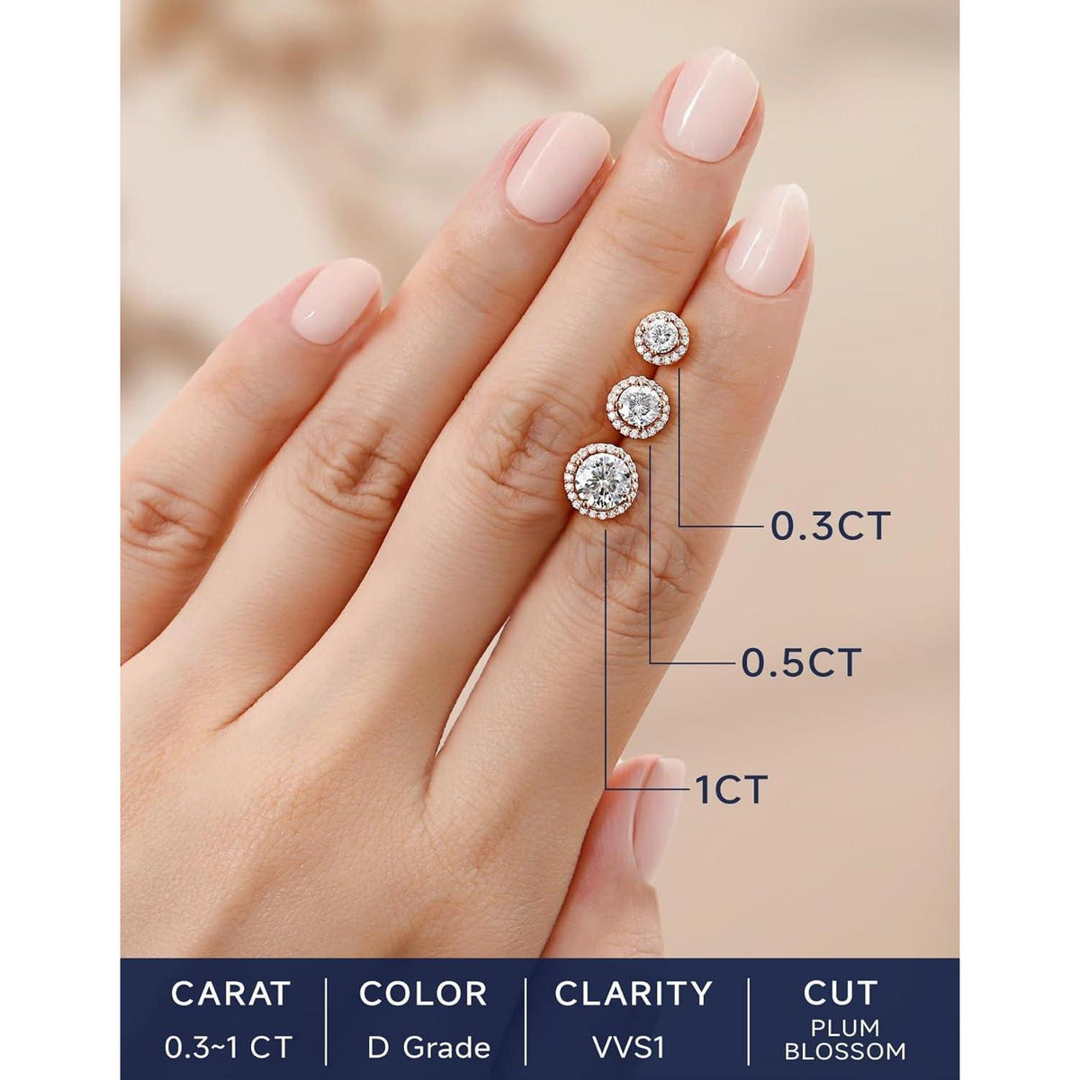 Moissanit Ohrstecker 585 Gold Rosegold Damen Schmuck 0,6 Karat