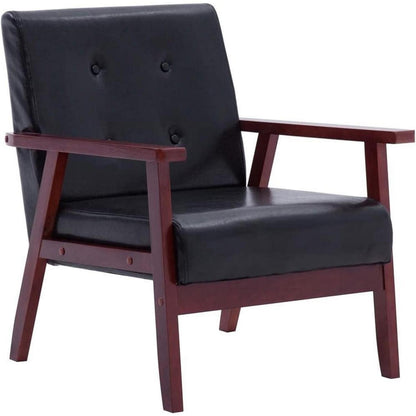 2-tlg. Sofagarnitur Schwarz Kunstleder Modernes Wohnzimmer Sofa