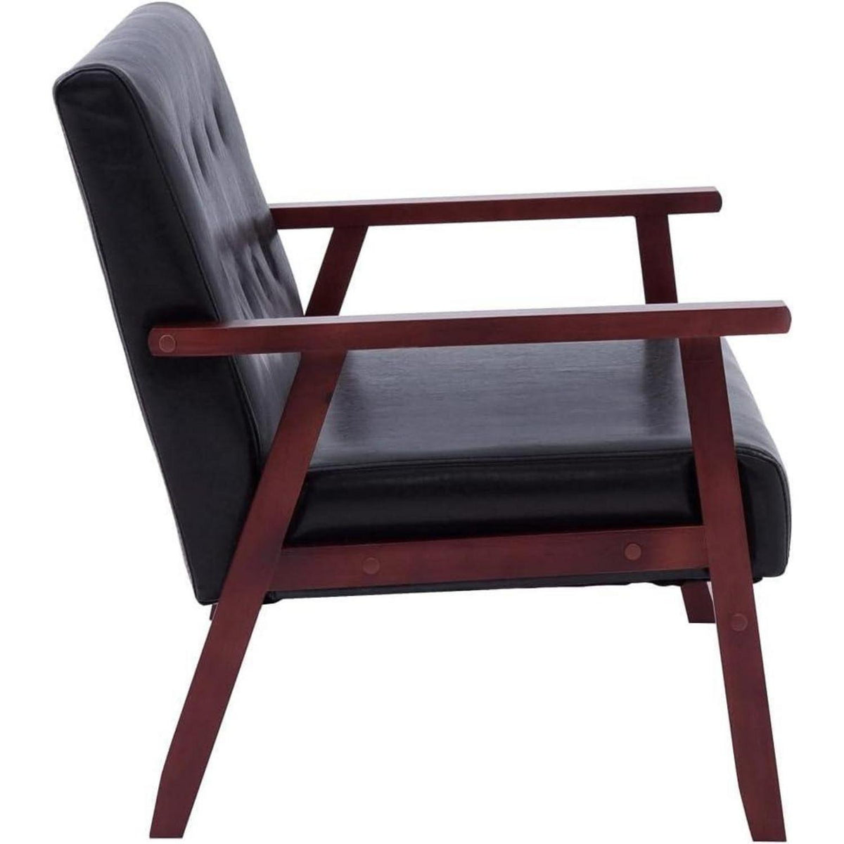 2-Sitzer Sofa Schwarz Kunstleder mit Armlehnen