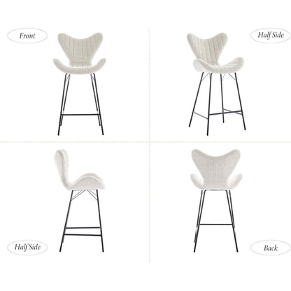 Moderner Barhocker 4er Set mit Chenille & Metallgestell
