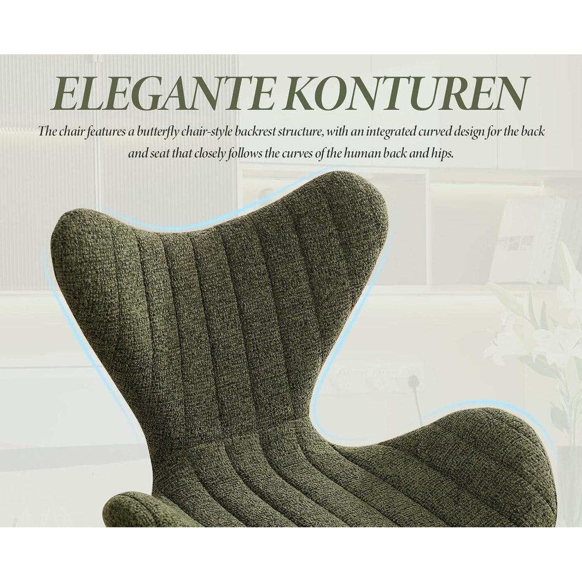 Moderner Barhocker 2er Set mit Chenille & Stepp-Rückenlehne Grün