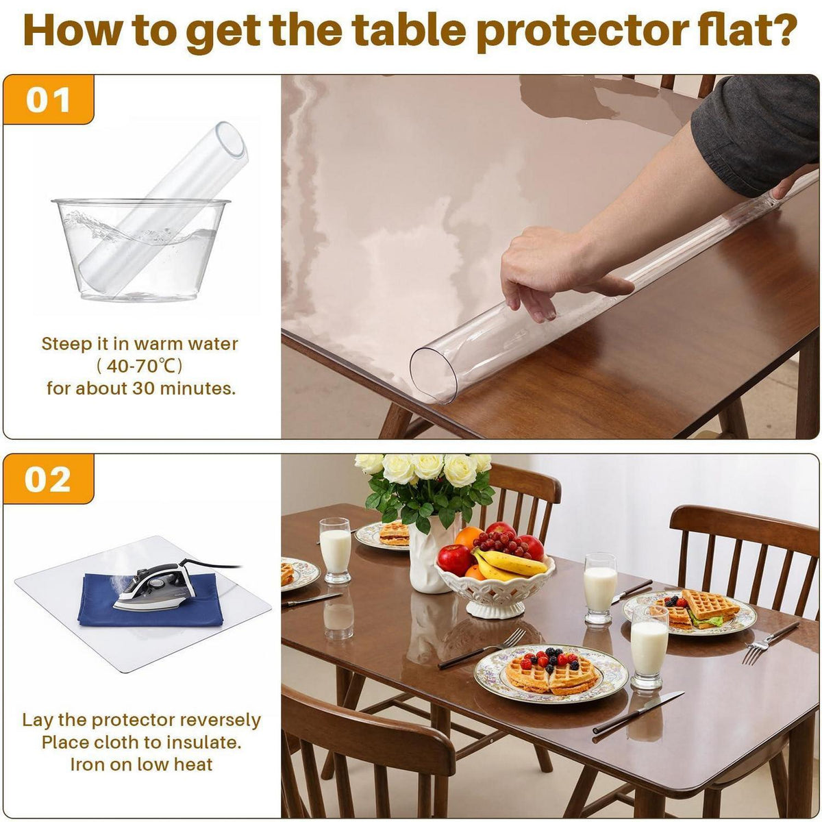 Transparente Tischdecke wasserdicht 120x160cm | PVC Tischschutz Esstisch