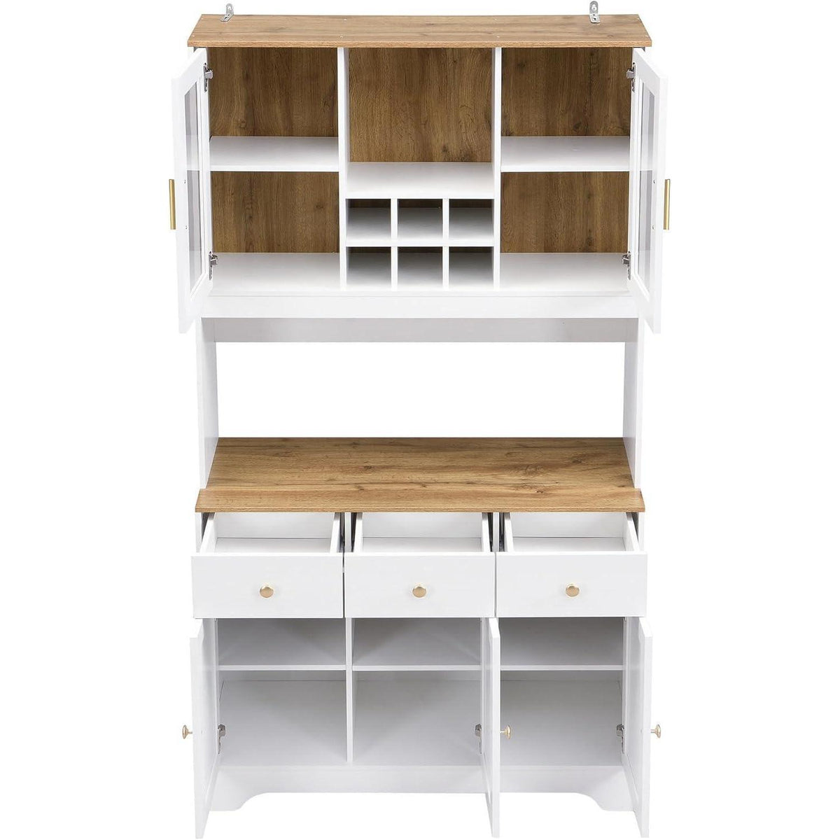Weißes Sideboard mit Glastüren & Stauraum (94,5x30x175,5cm)