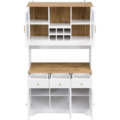 Weißes Sideboard mit Glastüren & Stauraum (94,5x30x175,5cm)