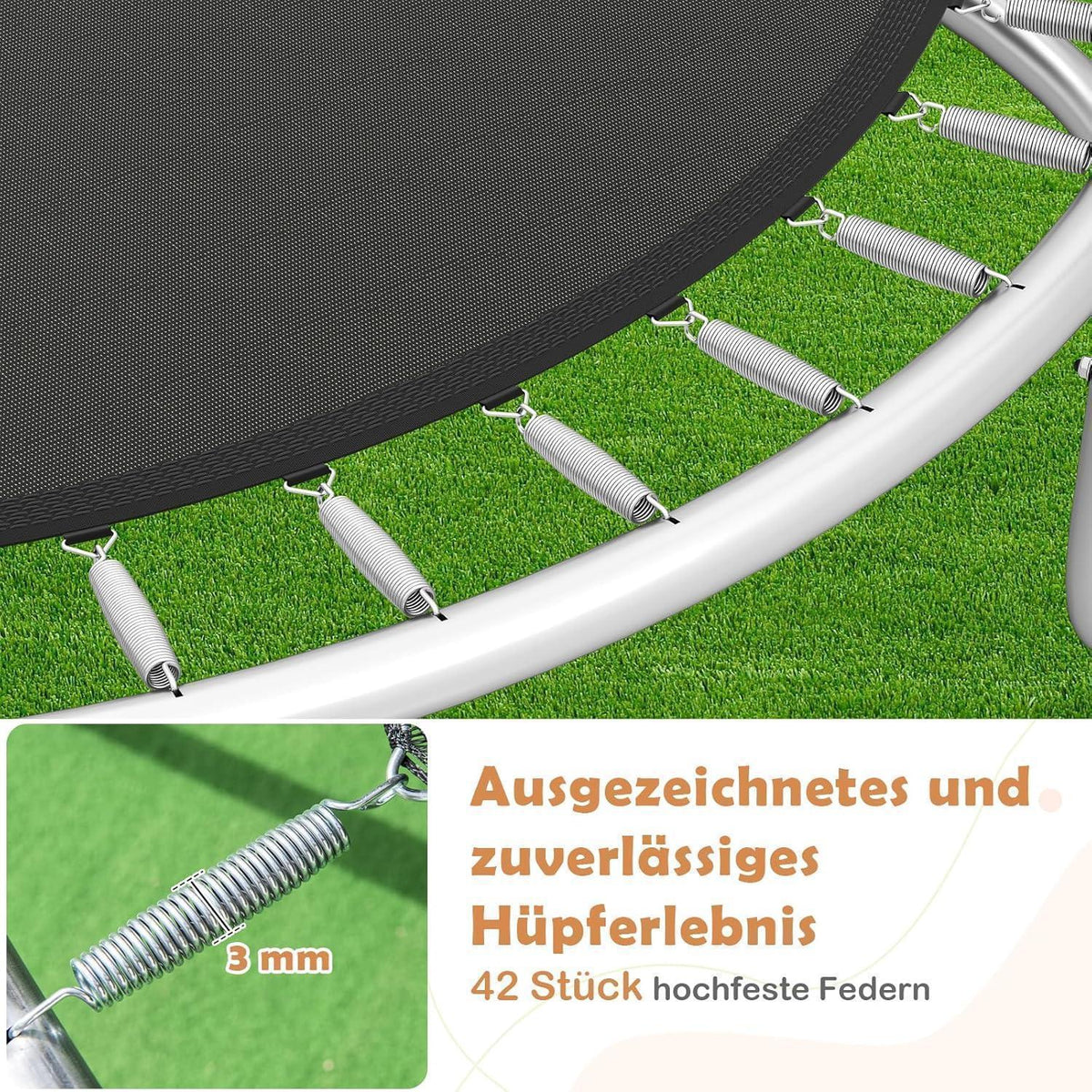 GYMAX Gartentrampolin 305cm mit Sicherheitsnetz & Leiter