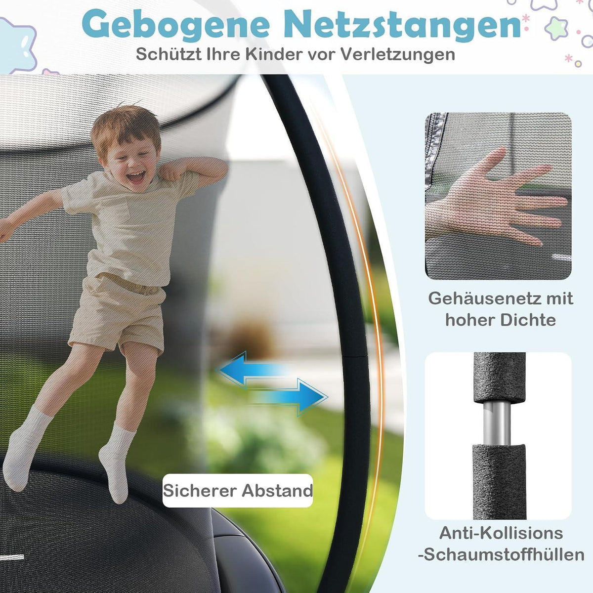 GYMAX Gartentrampolin 305cm mit Sicherheitsnetz & Leiter