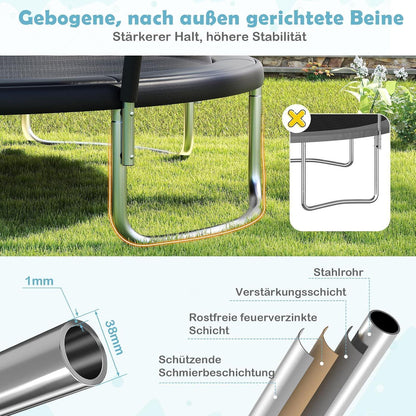 GYMAX Gartentrampolin 305cm mit Sicherheitsnetz & Leiter