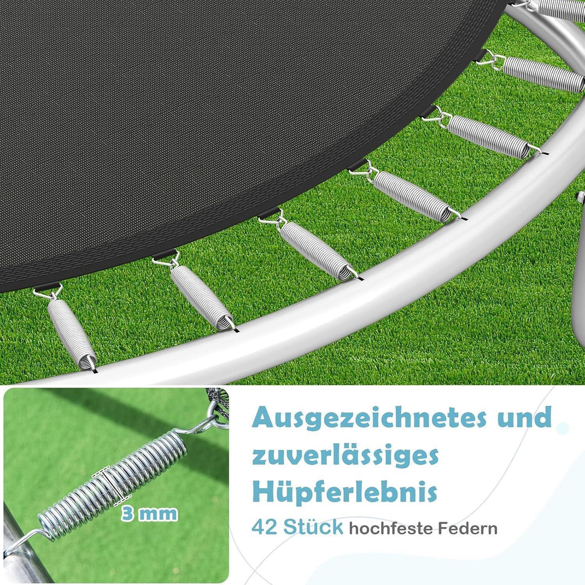 GYMAX Gartentrampolin 305cm mit Sicherheitsnetz & Leiter