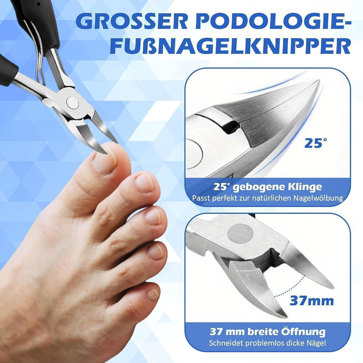 Profi Nagelknipser Set 5-teilig Edelstahl für dicke & eingewachsene Nägel