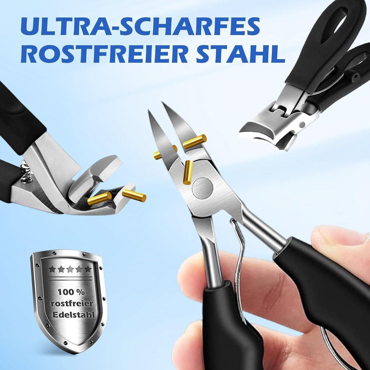 Profi Nagelknipser Set 5-teilig Edelstahl für dicke & eingewachsene Nägel