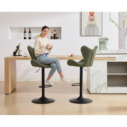 Moderner Barhocker 2er Set, Höhenverstellbar, Grün