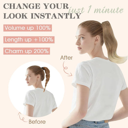 Clip-in Pferdeschwanzverlängerung, lang & glatt, Schwarz Mix Dunkelbraun