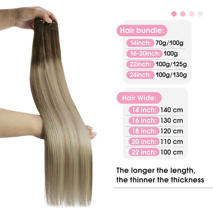 Echthaar Tressen Balayage Blond 40cm - Remy Haarverlängerung